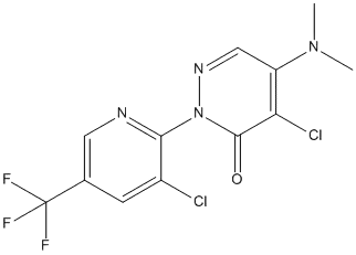Molecular Structure of 89570-76-3 (3(2H)-Pyridazinone,4-chloro-2-[3-chloro-5-(trifluoromethyl)-2-pyridinyl]-5-(dimethylamino)-)